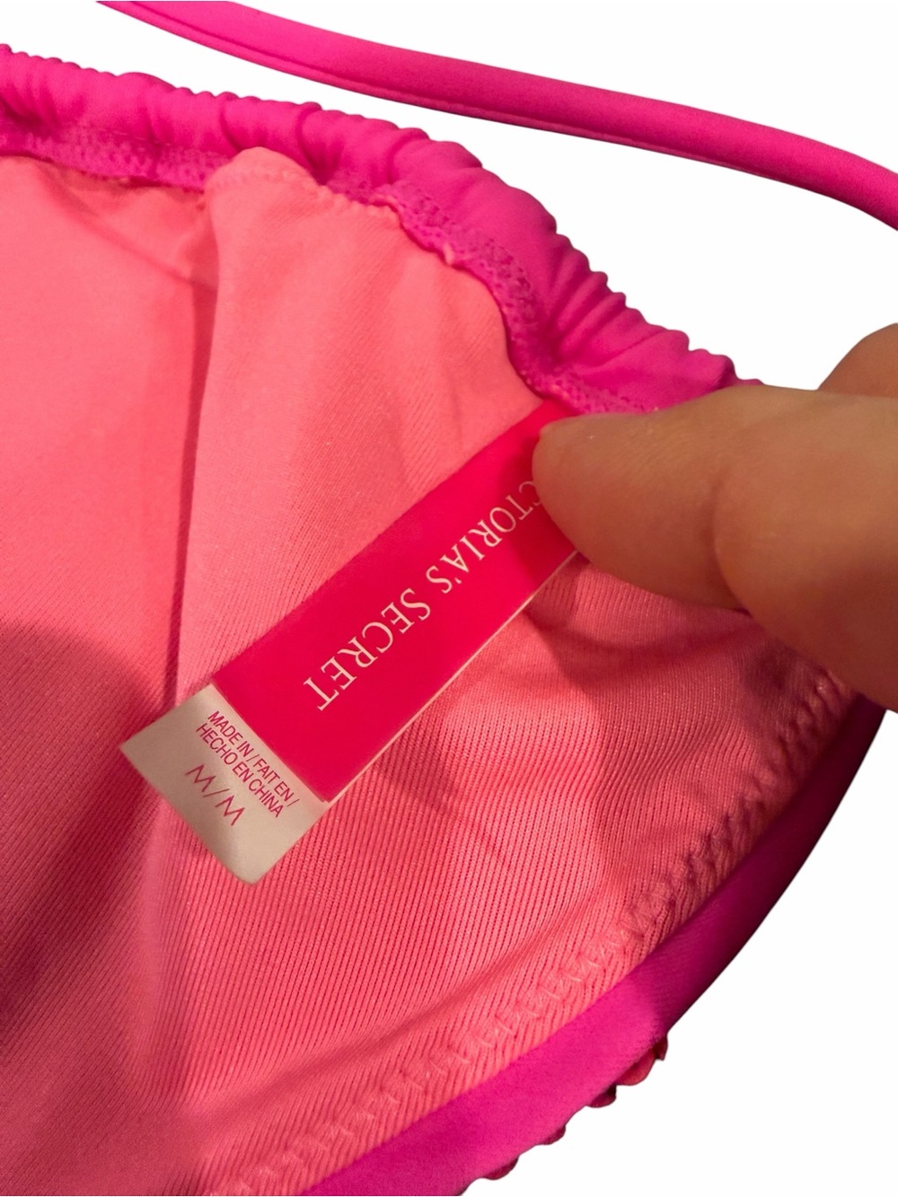 VTG Y2K Victoria’s Secret Pink Cheetah Sequin Bikini Halter Top  Size Medium Tie - Picture 5 of 5